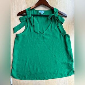 CeCe Vibrant Green Bow Strap Blouse